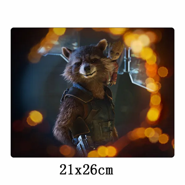Серый Groot, ракета, енот, коврик для мыши, геймер, маленький размер, 21x26 см, нескользящий коврик для мыши, офисный коврик для ноутбука, ноутбук, компьютер, подарки - Цвет: Серый