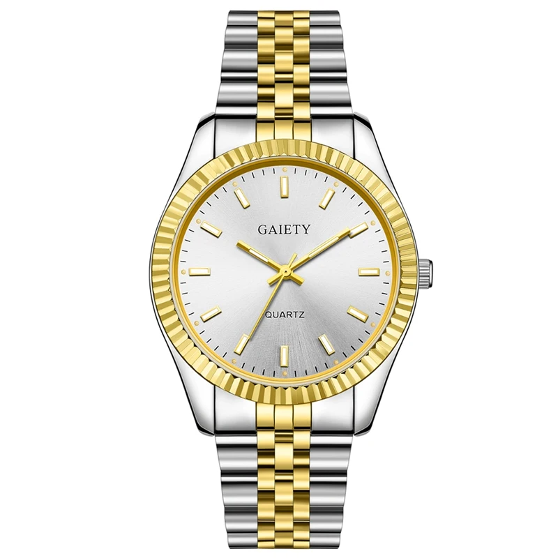 Gold White Gaiety мужские часы с хронографом спортивные мужские s часы лучший бренд класса люкс водонепроницаемые полностью Стальные кварцевые золотые часы мужские Relogio Masculino - Цвет: Gold White