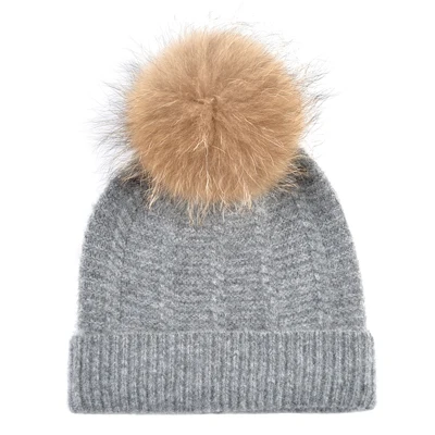 Fur pom pom for hats women winter caps girl knitted beanie women warm beanies cap ladies skullies casual pompom hat gorro - Цвет: Gray3