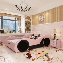 Милая Детская кровать 1,2 м/1,5 м/1,8 м в виде машины с матрасом, прикроватной тумбочкой, домашняя кровать, детская мебель для спальни, твердая древесина, кожа