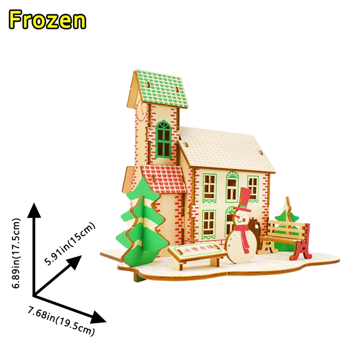 Assembly DIY Education Toy 3D Wooden Model Puzzles Fall Small Courtyard House 