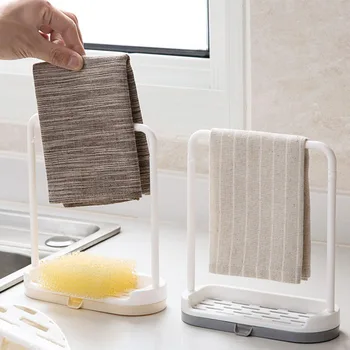 

Kitchen Counter Top Rag Storage Rack Dish Cloth Drain Rack Free Perforated Towel Racks Single Layer Hanger Holders Household