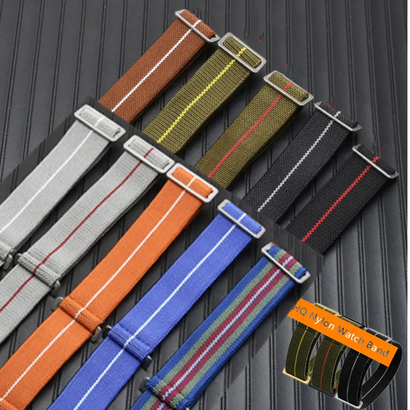 Военный нейлоновый ремешок для часов Nato, французский парашютный мешок, эластичный нейлоновый ремешок для часов 20, 21, 22 мм, ремень для часов с подмаринером