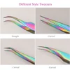 1PCS Anti-static Stainless Steel Tweezers Professional Eyebrow Clips Rainbow Eyelash Extension Tweezers Makeup Tools GLFBT1-4 4