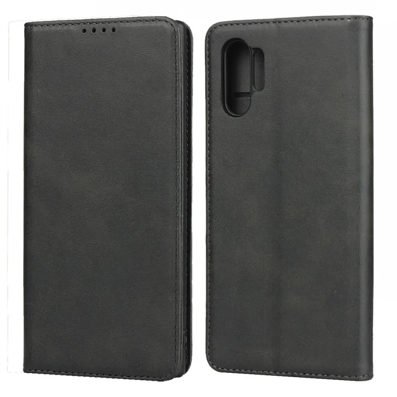 Роскошный чехол для samsung Galaxy Note10 pro Note10+ кожаный флип Магнитный чехол для Galaxy Note 10 мягкий чехол-кошелек для телефона - Цвет: Черный