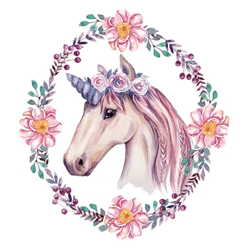 

Garland Unicorn Patches Children Sticker Heat Transfer Parches Iron On Decals Denim Washable A-Level Diy Patches Custom Parch
