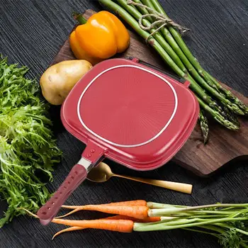 

28/32cm Double Side Grill Fry Pan Cookware Aluminum Pan Steak Kitchen Face Fry Cooking Tool Pan Double Accessories U9J3