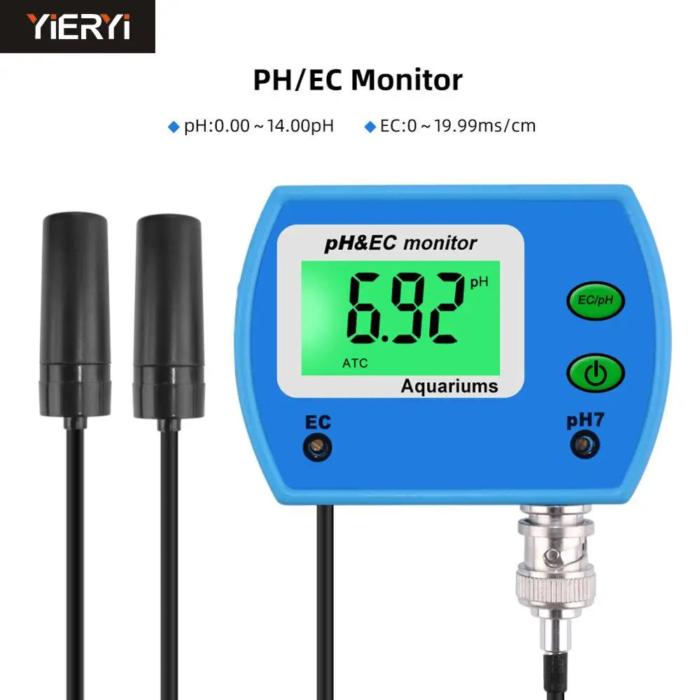 Comprar Medidor de pH profesional 2 en 1 medidor EC para acuario multiparámetro Monitor de calidad del agua en línea pH EC monitor acidometro