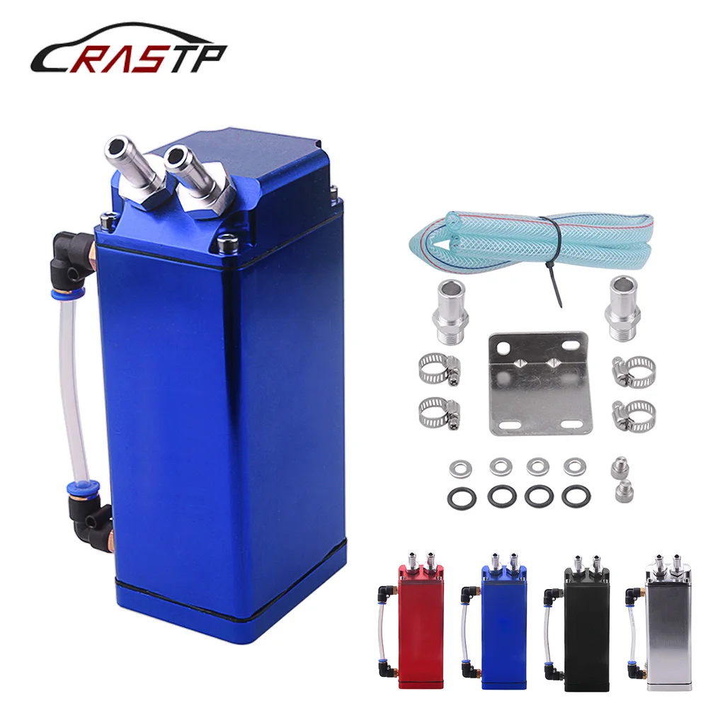 Square 0.75L Universal Billet Aluminum Racing Engine Oil Fuel Catch Reservoir Tank Can With Hose Lndicator Logo RS-OCC004 | Автомобили и
