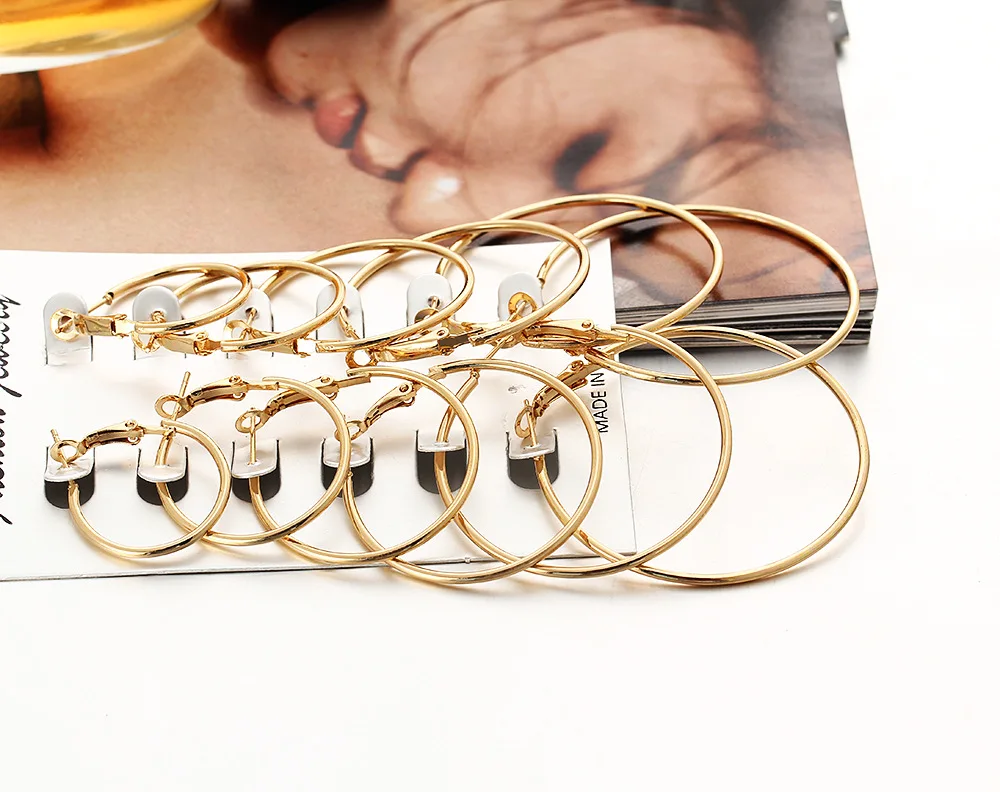 Poputton, золотые большие серьги-кольца для женщин, серебряный цвет, простые круглые серьги в стиле панк, круглые серьги, вечерние ювелирные изделия
