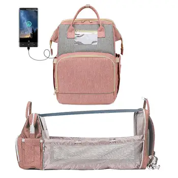 

Folding Crib Mommy Bag Multifunctional Fashion Mother And Baby Bag Large Capacity Shoulder Dad Backpack Storage Bag Baby Bed