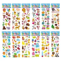 12 fogli/pacco adesivi per bambini 3D Puffy Bulk Cartoon Zoo animali/frutta vari adesivi Scrapbooking per ragazza ragazzo regalo di compleanno