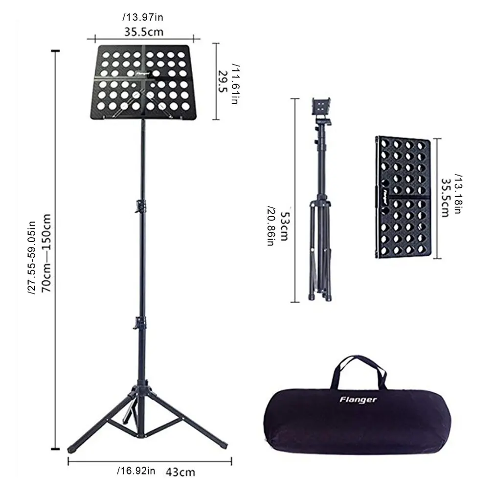 Лист Музыкальная подставка держатель складной с сумкой регулируемый диапазон от 27,6 до 57,1 дюймов подходит для хранения музыкальной книги