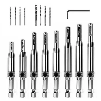

16 Pieces Drill Bit Set For Woodworking DIY Tools Replacements Self Centering Hinge Tapper Core Drill Bits