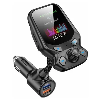 

FM Transmitter Adapter Dual Usb Port Charger And Lcd Display 5.0 Fast Charging Built-in Microphone FM Transmitter Adapter