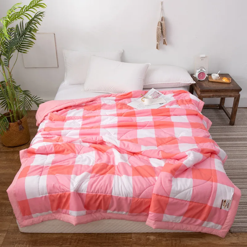 

Summer Quilt Plaid Cartoon Bed Blanket for Children Adult Thin Quilted Comforter Bedspread for Double Bed Cover Bedding