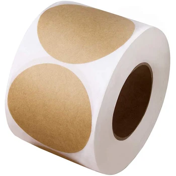 

2 Inch Natural Brown Kraft Stickers Round Blank 500 Labels Per Roll for Store Owners,Crafts, Price Tags, Clearance Sales