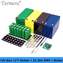 Turmera 12V 7Ah ~ 20Ah 배터리 보관함 3S 20A BMS 3X7 18650 홀더, 오토바이 용 용접 니켈 포함 납산 사용
