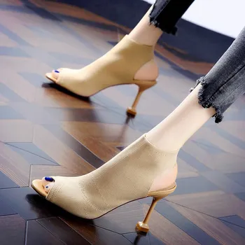 

2019 New Women Pumps Gladiator High Heels Fish Mouth Pumps Female Shoes Fashion Summer Open-toe Women Shoes A095