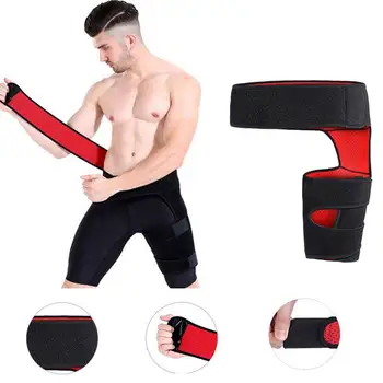 

Groin Wrap Support Adjustable Groin Strain Pain Wrap Hamstring Support Brace One Size Fits Most Neoprene Brace with Stick Strap