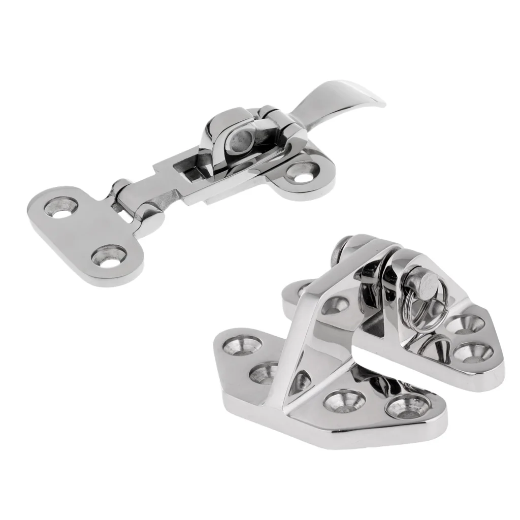 Precision Polished 316 Stainless Steel Strong Durable Marine Boat Anti-Rattle Latch+ Hatch Hinge with Removable Pin