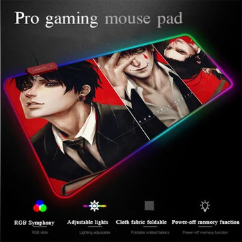 

Yuzuoan LED Colorful Lighting RGB Comfortable Large Gaming Mouse Pad Full-time Hunter One-piece Non-slip Lock Desktop Mat 90X40