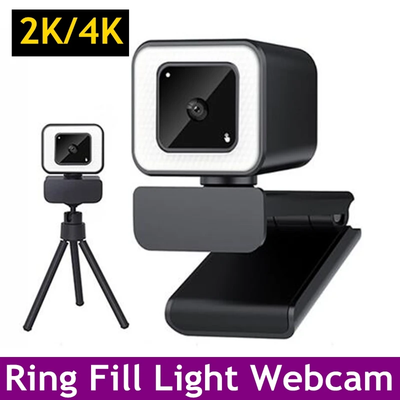 Ring Light Webcam 4k Full Hd 2k 1080p Web Camera Fill Light For Pc Computer Laptop Video Usb Autofocus Webcam With Microphone Webcams Aliexpress