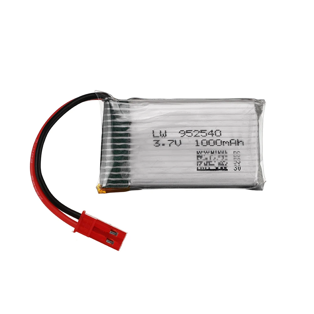 Batterie Lipo 3.7V, 1000mAh pour Drone RC X400, X500, X800, HD1315, HJ818,  HJ819, X25, avec Prise JST et Chargeur 3.7V, Pièces Détachées