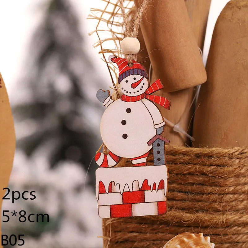 Деревянная Рождественская подвеска в виде лося, автомобиль, милые мини украшения на елку, подвесной декор, сделай сам, новогодняя, рождественская подвеска, подвесные украшения для вечеринки, детский подарок - Цвет: s05