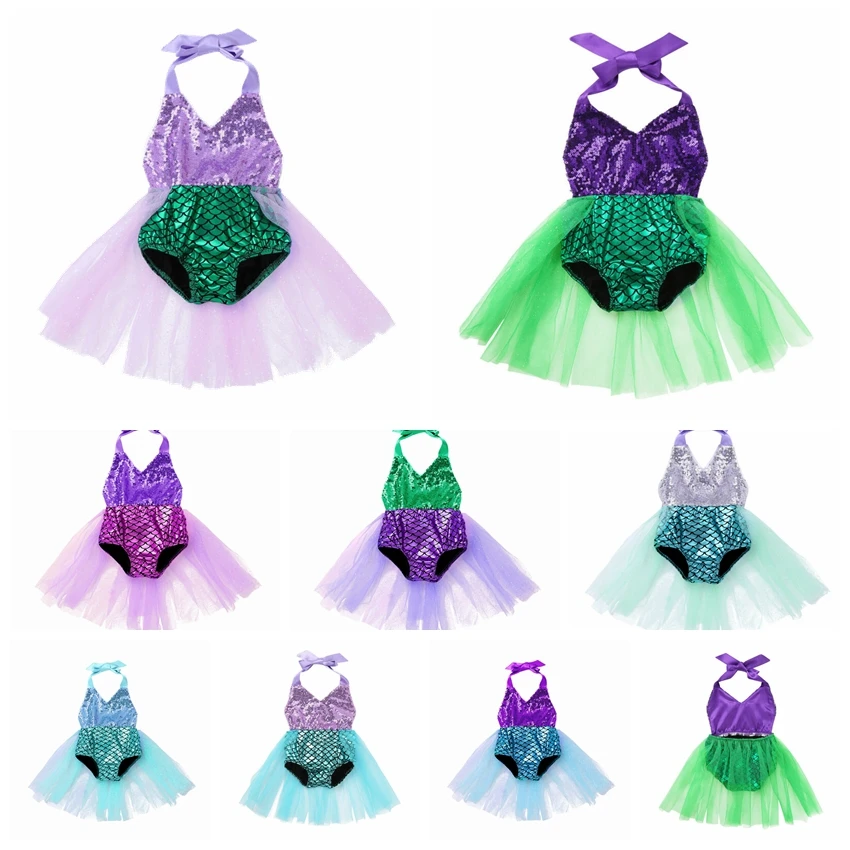 Cute Infant Baby Girls Romper Mermaid Costume Newborn Infant Swimsuit Baby Girls Sequins Mermaid Rompers Jumpsuit Princess Mesh Tutu Dress Baby Girl Clothing baby clothes cheap