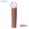 FXINBA 20cm Realistic Penis Sleeve Bigger Extender Cock Sleeve Extended Dick Enlargement Reusable Condom Men Gay Adult Sex Toys 1