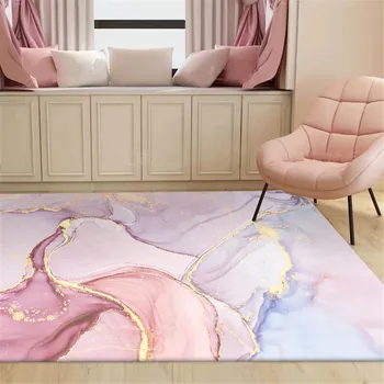 

Wishstar Pink Gold Oil Painting Abstract Carpet Girls Room Purple Bedroom Beside Balcony Romantic Hall Rug 3D Mat Rugs Carpet