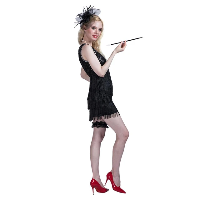 Snailify-Disfraz de Halloween para adultos, traje rosa de los años 1920,  Swing para niñas, vestidos con flecos negros, disfraz de Flapper, vestido  de lujo _ - AliExpress Mobile