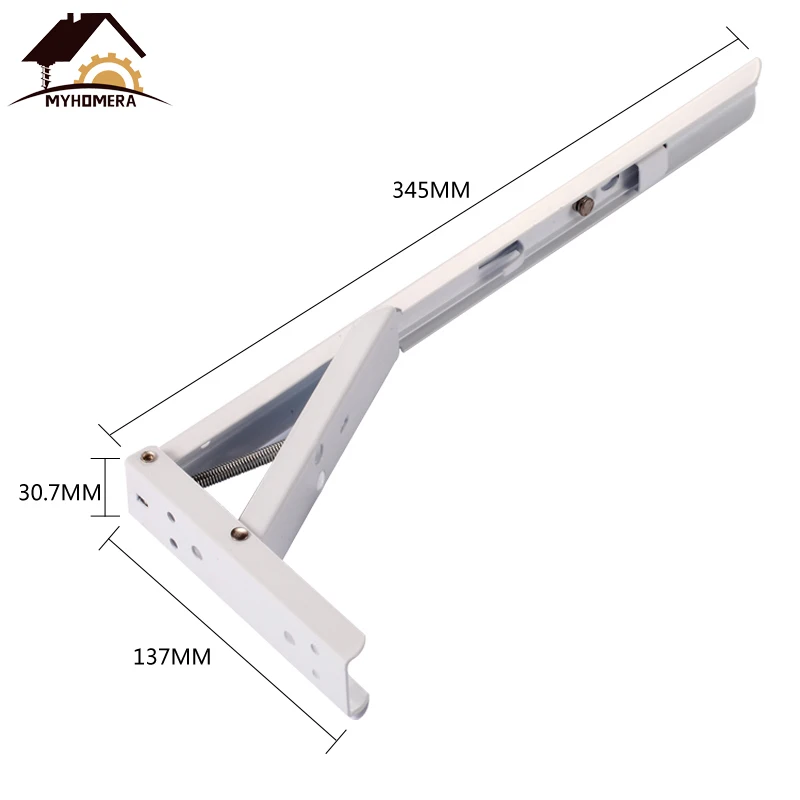 Myhomera 2Pcs Triangle Bracket 345mm/13 inch Foldable Shelf Brackets Adjustable Wall Mounted Heavy Loading Metal Table Support |