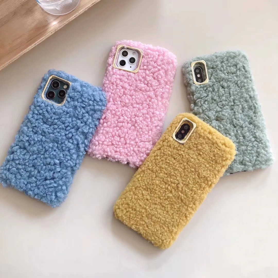 Однотонный чехол из искусственного плюша для iPhone XR XS MAX X 10 7 8 6 6s plus 11 Pro Max Меховой