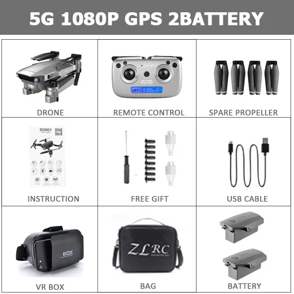 SG907 Квадрокоптер gps Дрон с 4K HD двойной камерой Широкий угол анти-встряхивание Wi-Fi FPV RC складные дроны Профессиональный gps Follow Me - Color: 1080P 2B VR Bag