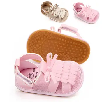 

New Summer Toddler Baby Girls Boys Casual Shoes Sandal Shoes 0-18M Solid Bow Hook Flat With Heel Shoes Baby Shoes