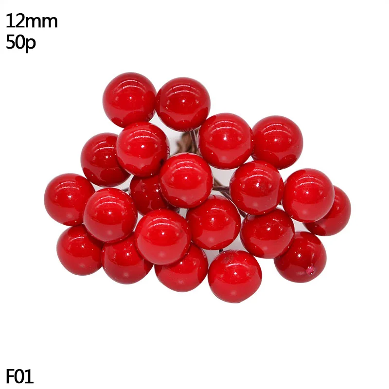 R01-50pcs red Золотой Серебряный цветок вишня тычинки ягоды Набор DIY Рождество Свадьба День Рождения Вечеринка украшения DIY ВЕНОК ремесло цветок тычинки - Цвет: R01-50pcs red
