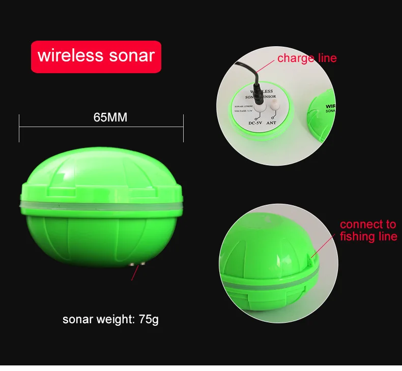  Wireless Fish Finder Detector Portable Lake Bluetooth Phone Fish Finding Sensor Fishing Accessory