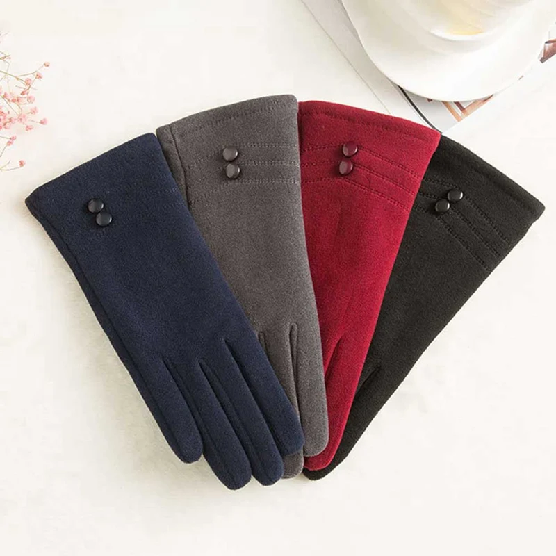 Женские осенне-зимние теплые спортивные перчатки с плюшевой подкладкой и сенсорным экраном для фитнеса, велоспорта, женские хлопковые кашемировые перчатки с полным пальцем
