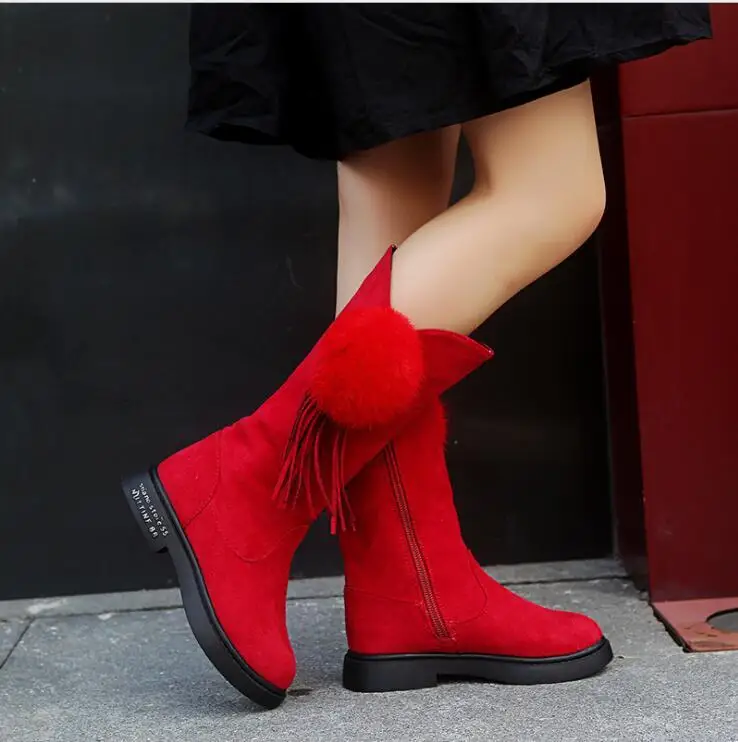 

Girls Boots Warm Cotton Children Fashion Boots Kids Winter Shoes For Girls Snow Boots PU Leather Tassels Sweet Shoes