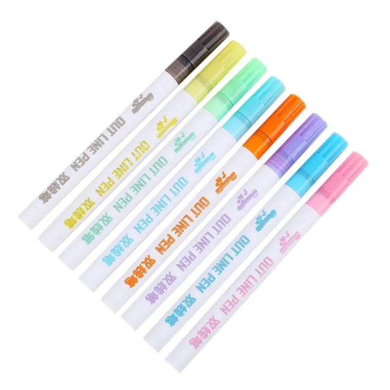 8pcs/set Highlighter Marker Pen Japanese Fluorescent Pen Cute Colored Drawing Marker Pens Creative Stationery Korean Stationery