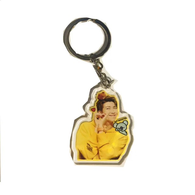 Черный Милый мультфильм изображение альбом карта душа акриловый jungkook брелок J-HOPE V SUGA JIN RM JIMIN брелок - Цвет: Черный