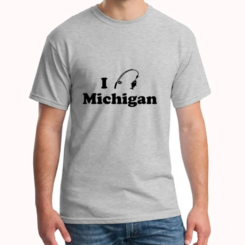 

Vintage Michigan Fishing t-shirt plus sizes s-5xl Famous Humor Leisure gents t-shirts Crew Neck HipHop Tops