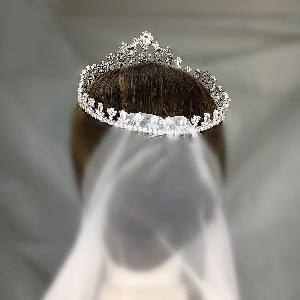 3а циркониевая круглая свадебная корона, набор, свадебная тиара, CZ диадема, диадема, диадема и короны, свадебные аксессуары для волос, Couronne De Mariage, WIGO1072