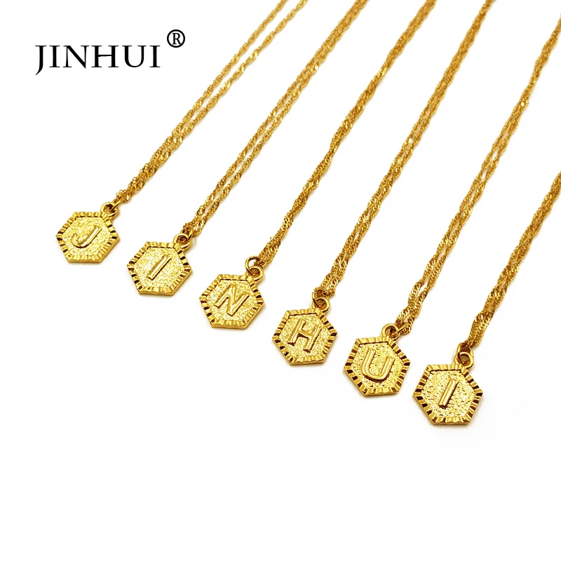 

JINHUI fashion women new gold color 26 English A-Z letter necklaces pendant 45cm chain Giving girl gifts Jewelry Wholesale