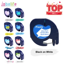Labelife 1 pièces 91200 Compatible avec Dymo LetraTag ruban d'étiquettes noir sur blanc Pape 12mm LT Maker rubans 91330 pour imprimante d'étiquettes(China)