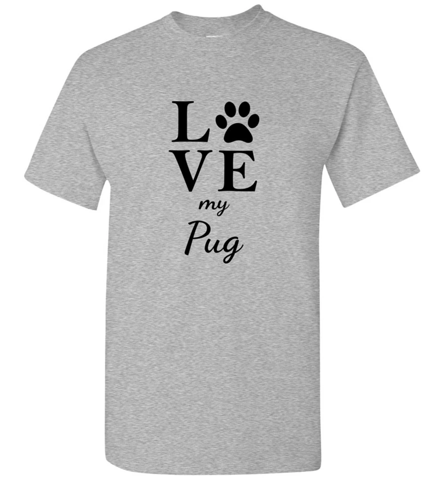 Футболка унисекс с принтом Love my Pug Paw для взрослых и молодежи футболка черная