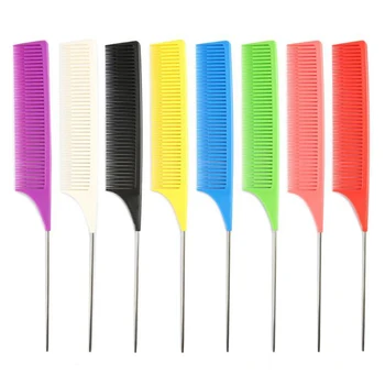 

Professional Fine-tooth Hair Comb with Stainless Steel Rat Tail Woman Anti-static Hairbrush Hairdressing Styling Tool Comb