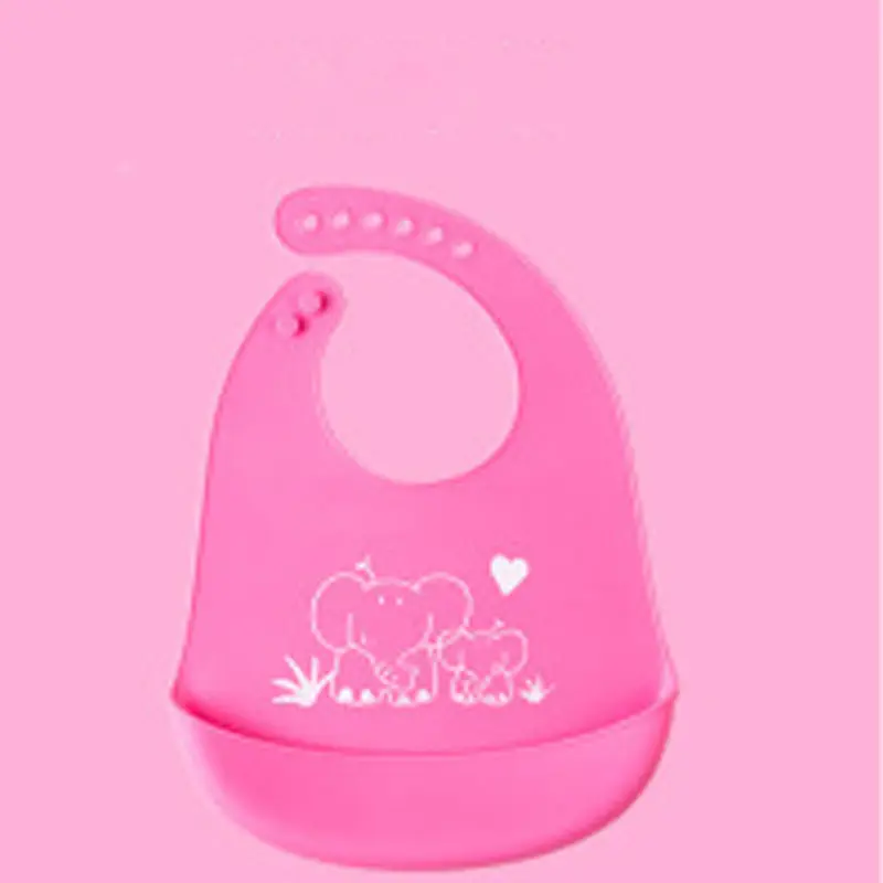 Милый удобный детский нагрудник для кормления, слюнявчик, водонепроницаемый, безопасный, силиконовый, на шею - Цвет: Розовый